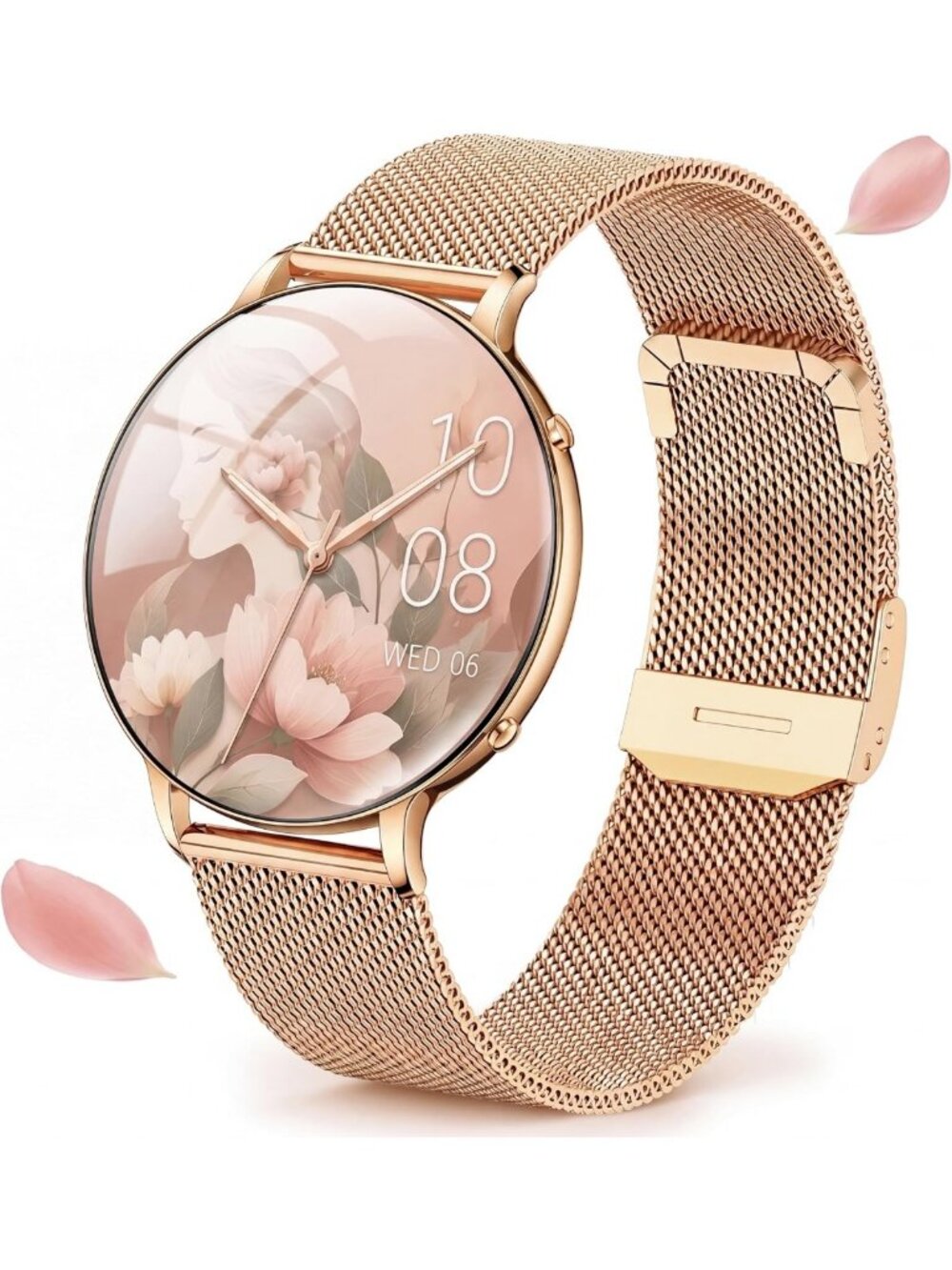 Lightweight Rose Gold Smartwatch for Women - 1.32” AMOLED, IP68 Waterproof
